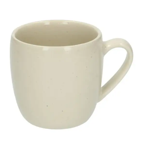 Koffiemok, beige spikkel, Ø8.5 cm, steengoed