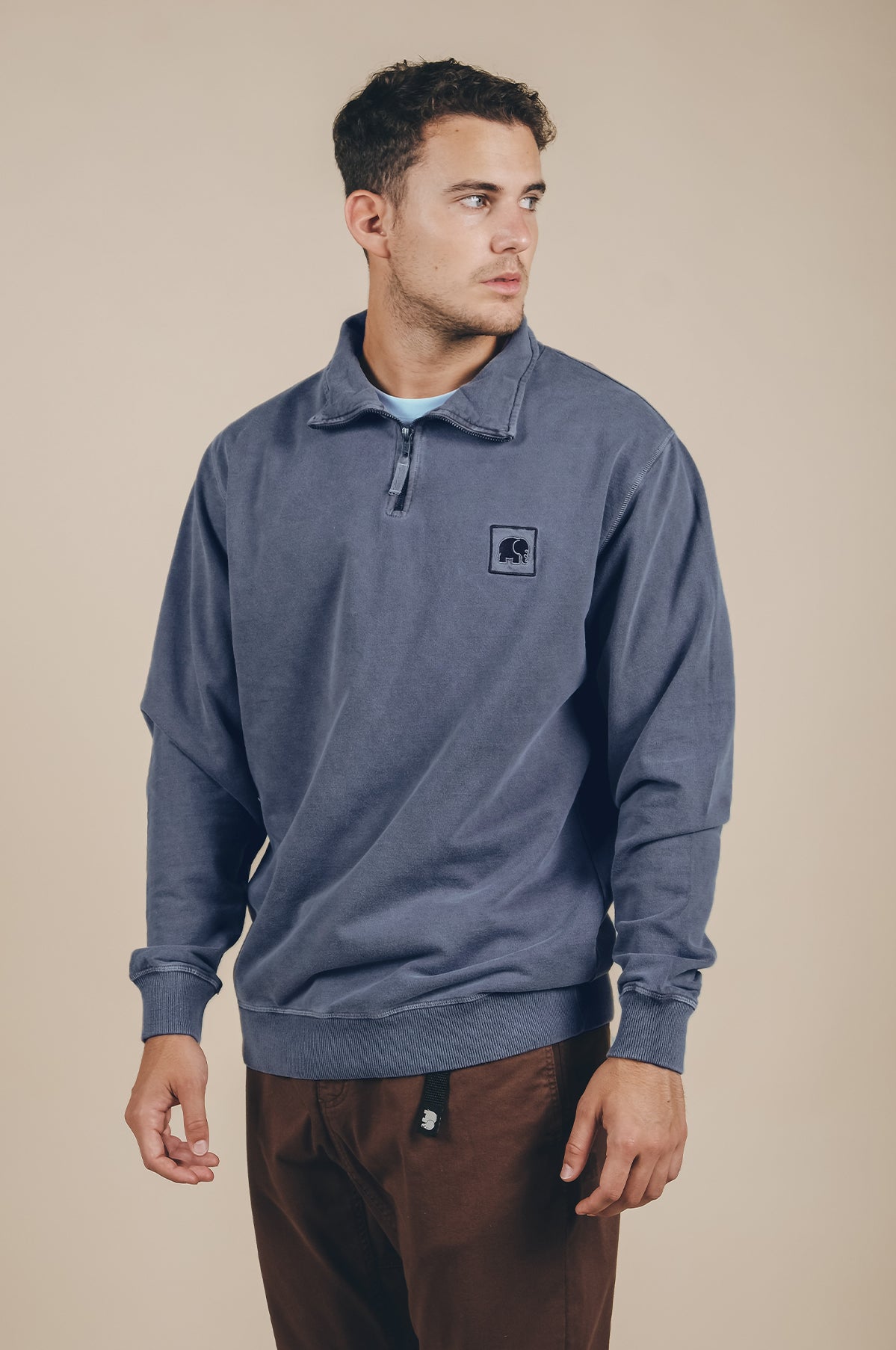 Trendsplant mannen vegan Trui Met Rits Chopo Loopback Blauw