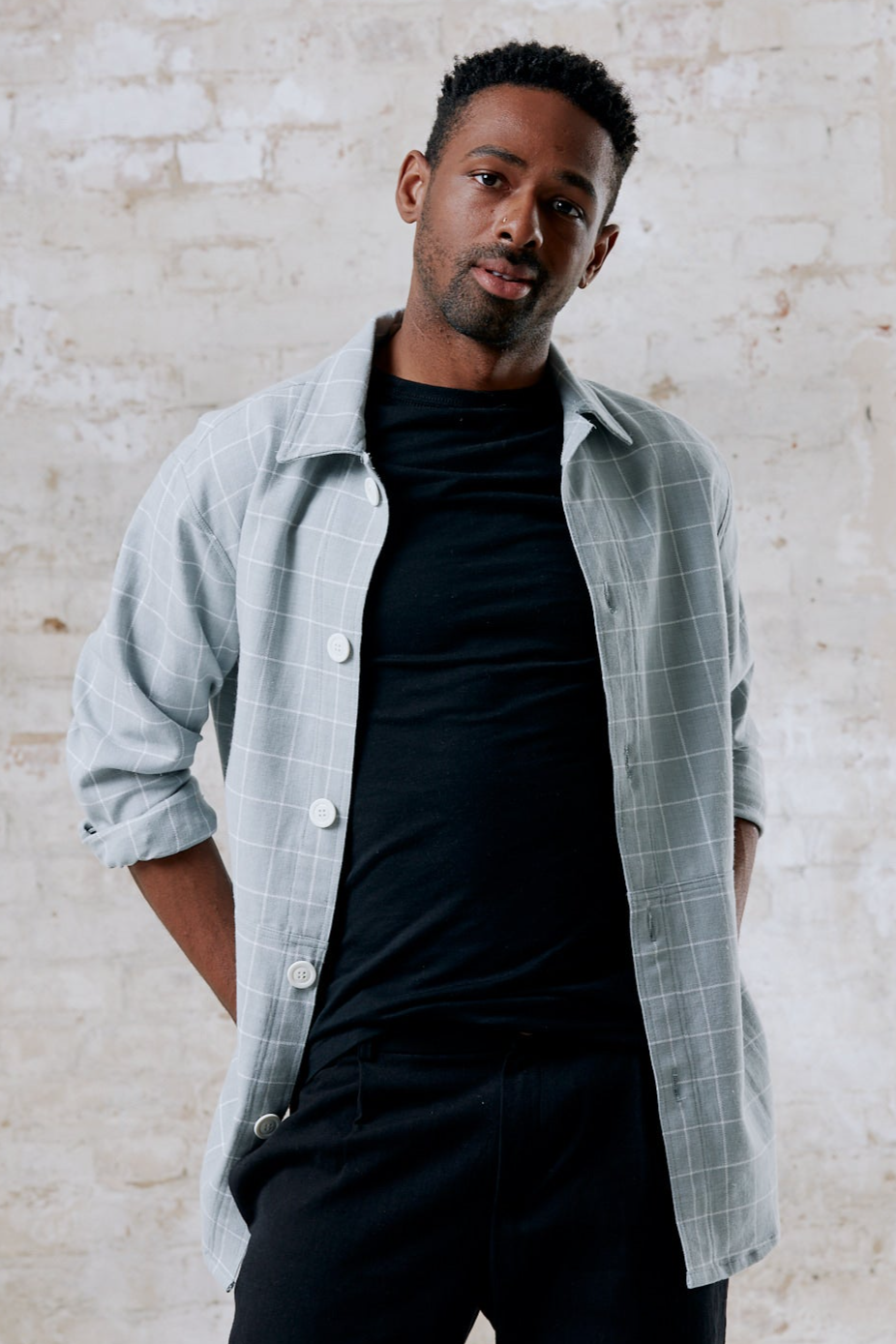Jyoti - Fair Works mannen vegan Overshirt Daladal Ijsblauw