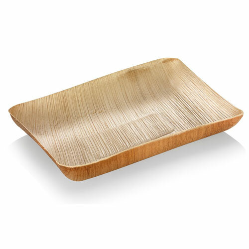 Palmblad bord rechthoekig 17x14cm, pak 25 stuks