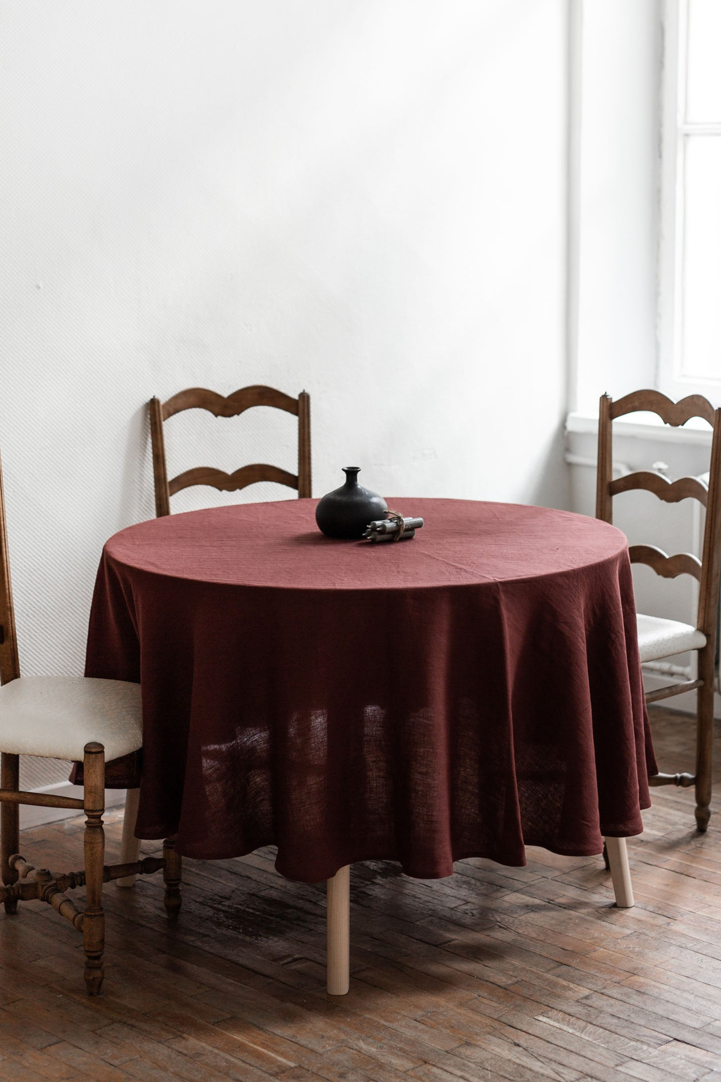 AmourLinen  Tafelkleed Rond Terracotta Rood