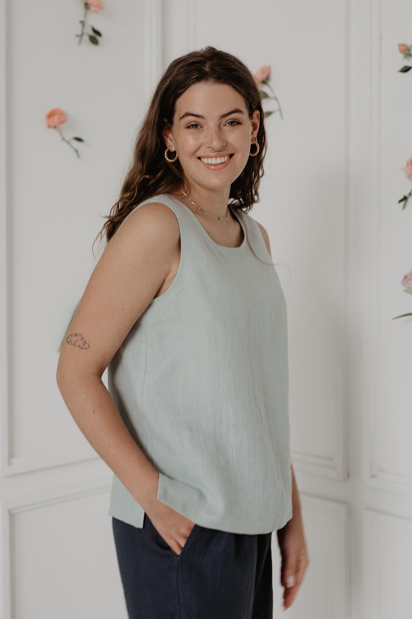 AmourLinen  Top Klassieke Colette Salie Groen