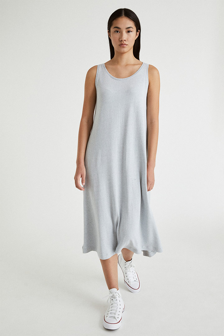 Infinitdenim  Jurk Lang Gebreid Circulair Infinit Grijs