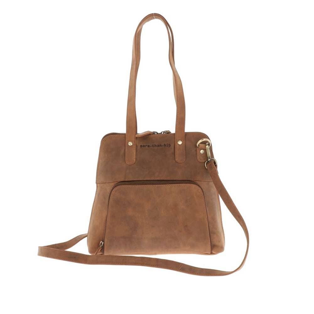 Retro handtas van mat bruin vintage ecoleer - Poppy