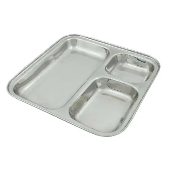 A Slice of Green Divided Plate, vierkant RVS bord met vakjes