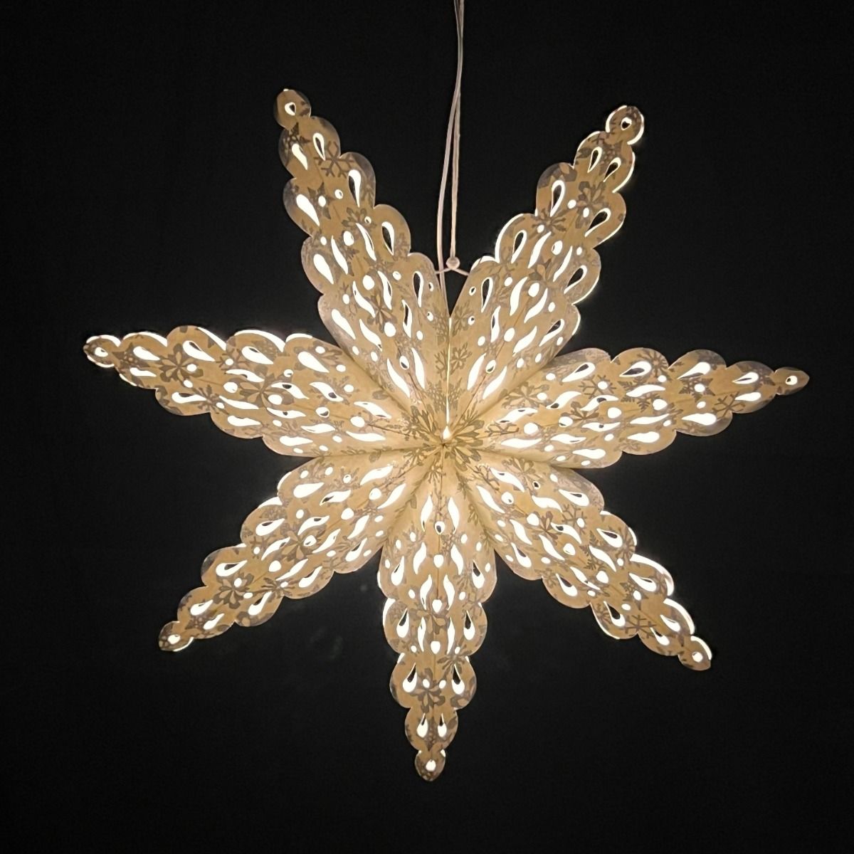 Papieren kerstster Ø60 cm met verlichting - Tara grijs met glitters