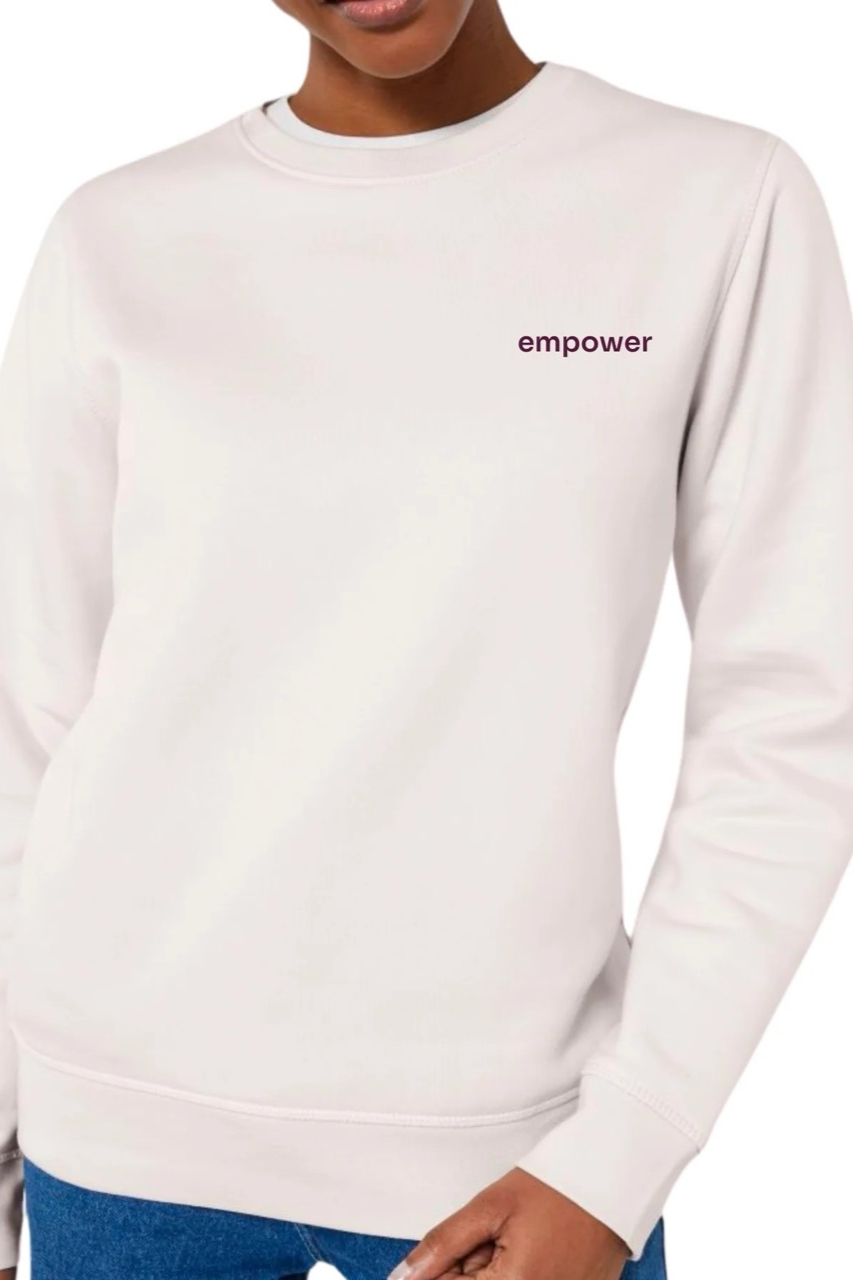 Inaska mannen vegan Trui Statement Empower Vintage Wit Bessen