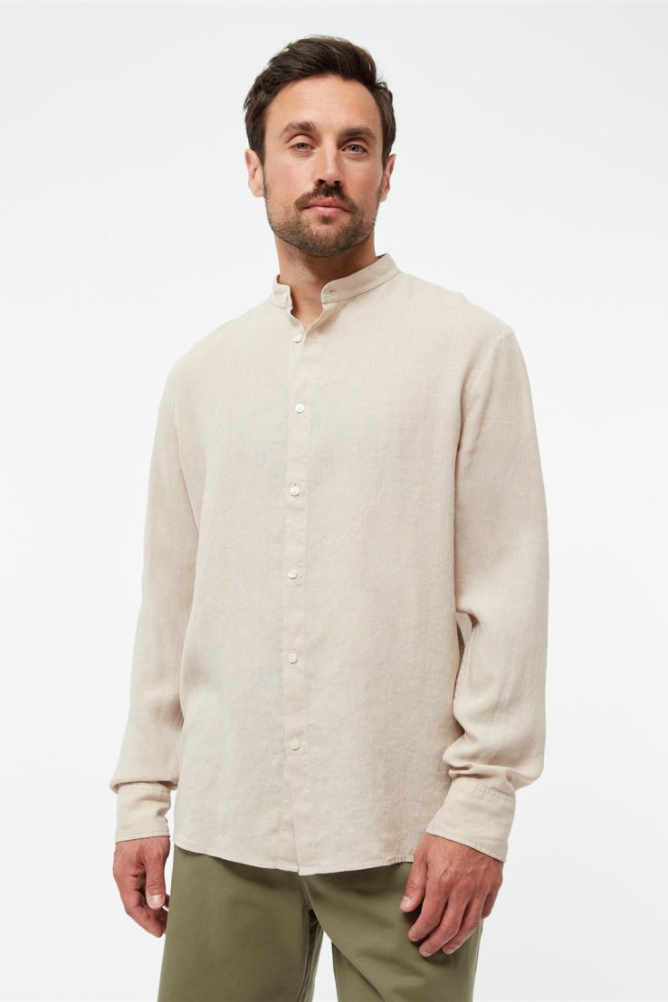 Givn mannen vegan Shirt Wes Met Opstaande Kraag, Haverbeige