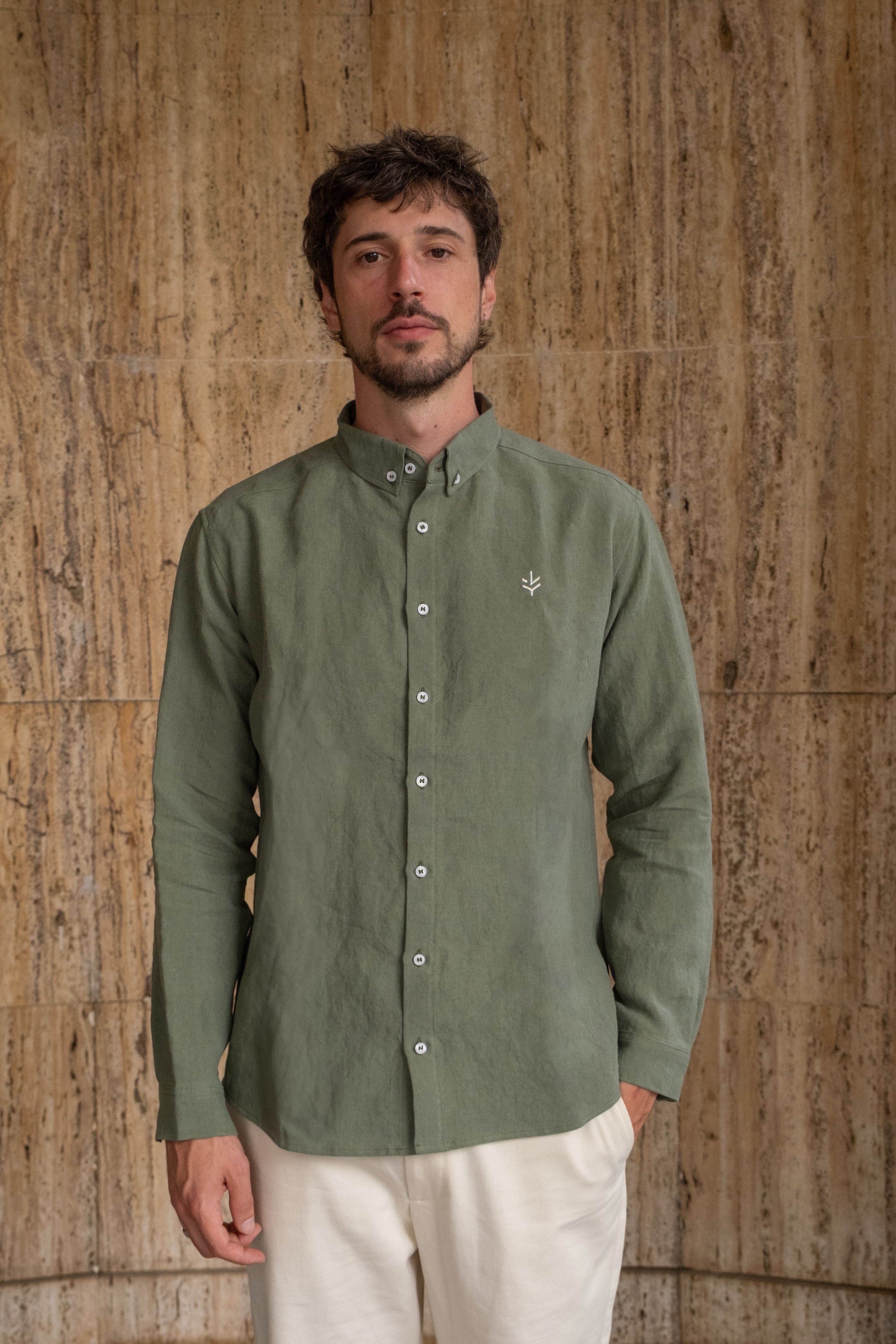 Lucid Collective mannen vegan Shirt Legacy Khaki