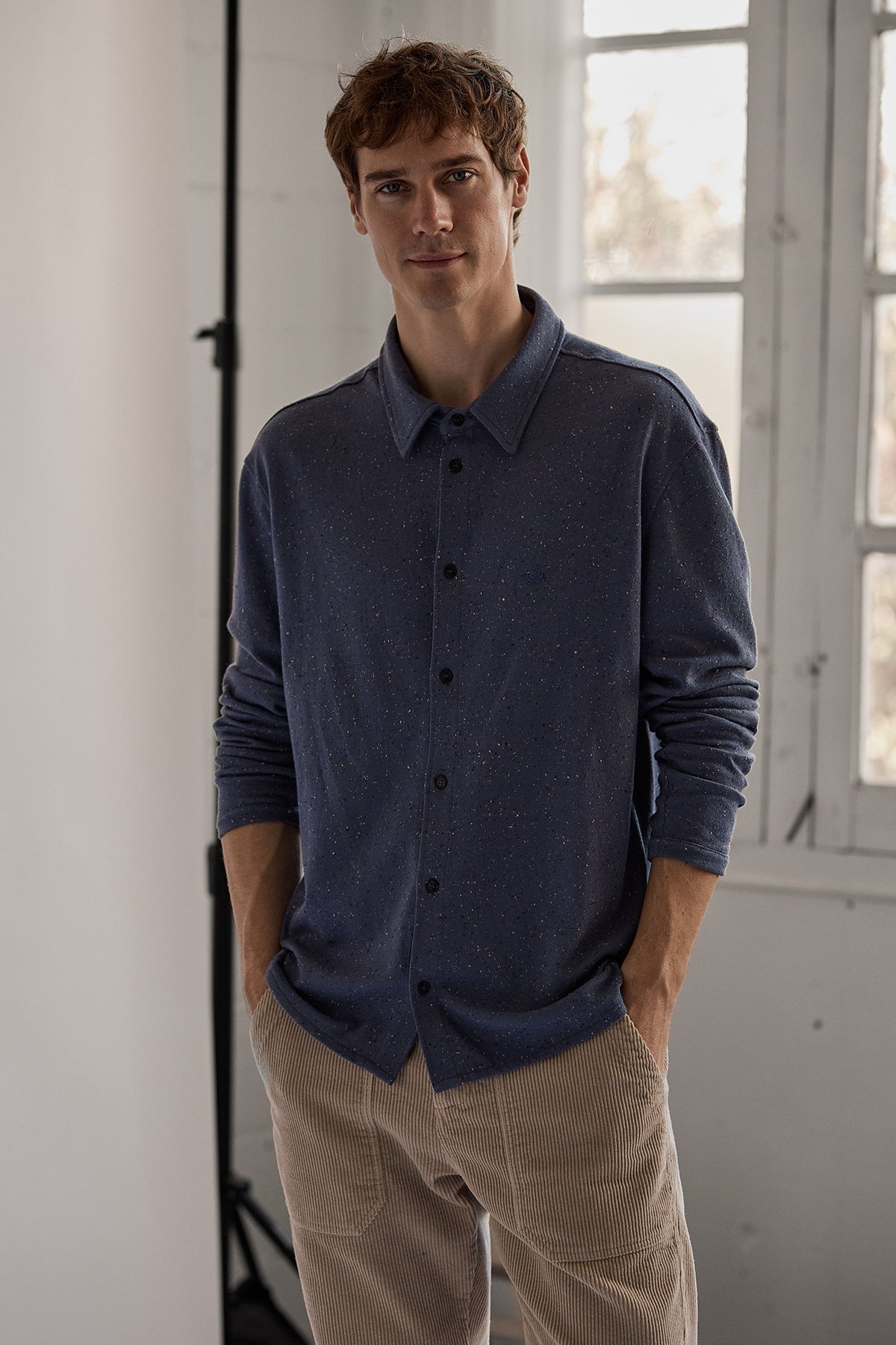 TWOTHIRDS mannen vegan Overhemd Bleiksoya Vintage Indigo