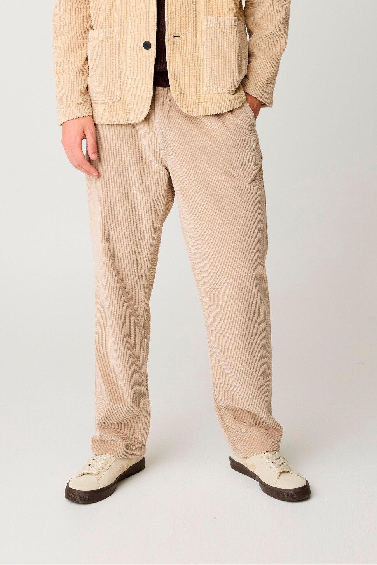 KnowledgeCotton Apparel mannen vegan Broek Corduroy Fig Comfort Light Feather Grey