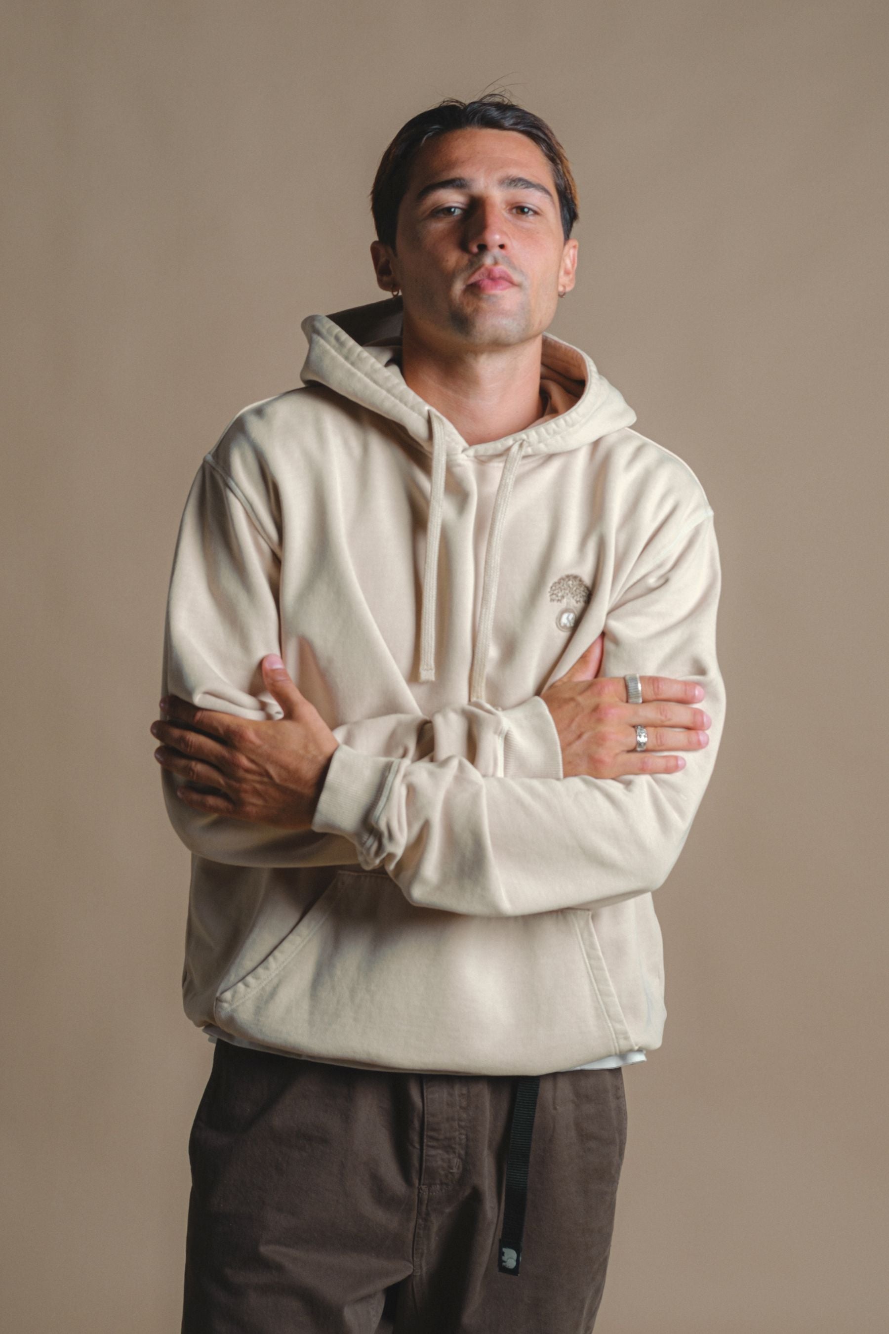 Trendsplant mannen vegan Hoodie Zwaargewicht Aroes Eucalyptus CrÃ¨me