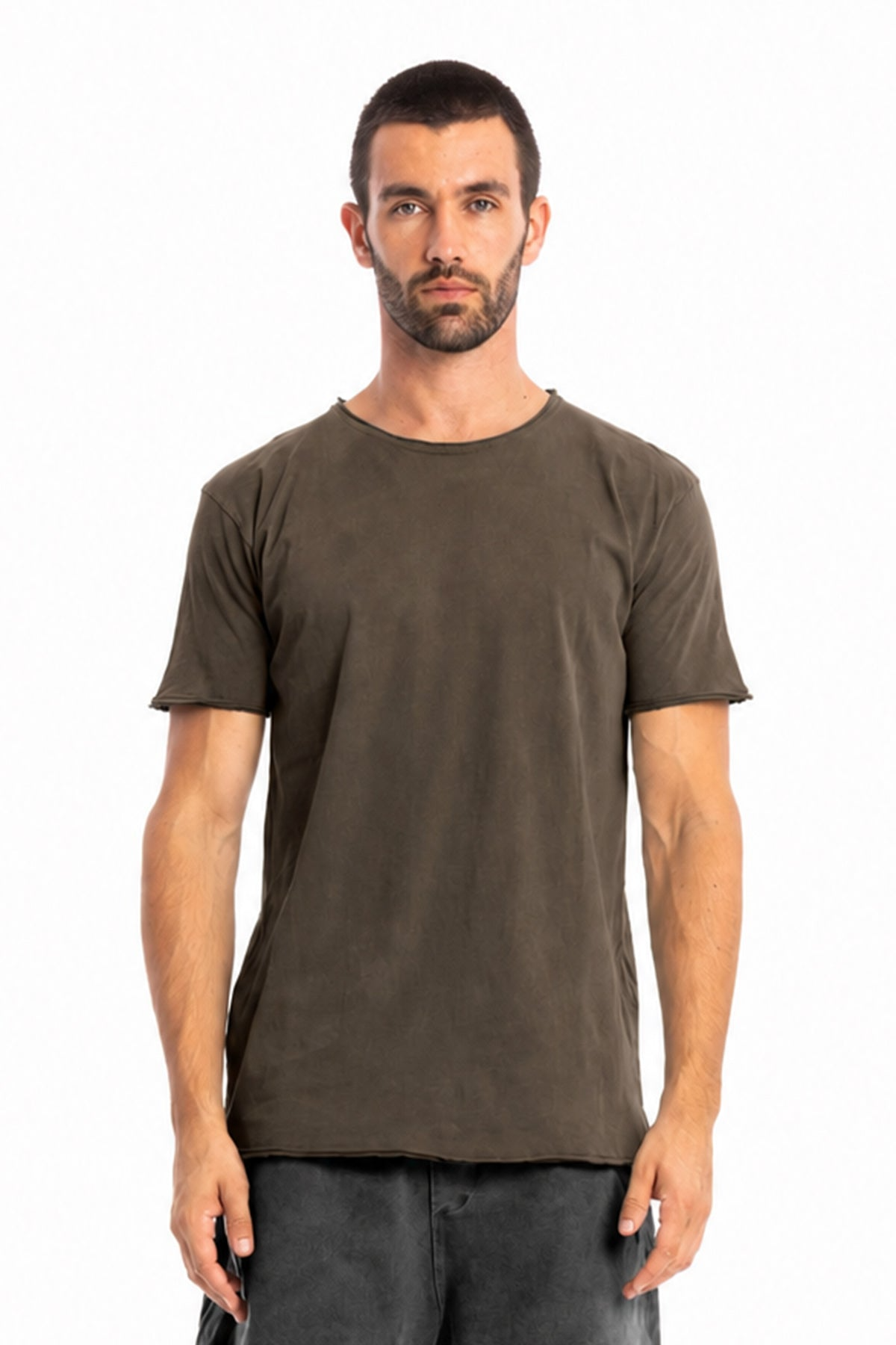 RAVENS VIEW IBIZA mannen vegan T-Shirt Rond Met Afbeelding Van Een Wilde Bizon In Bruin.