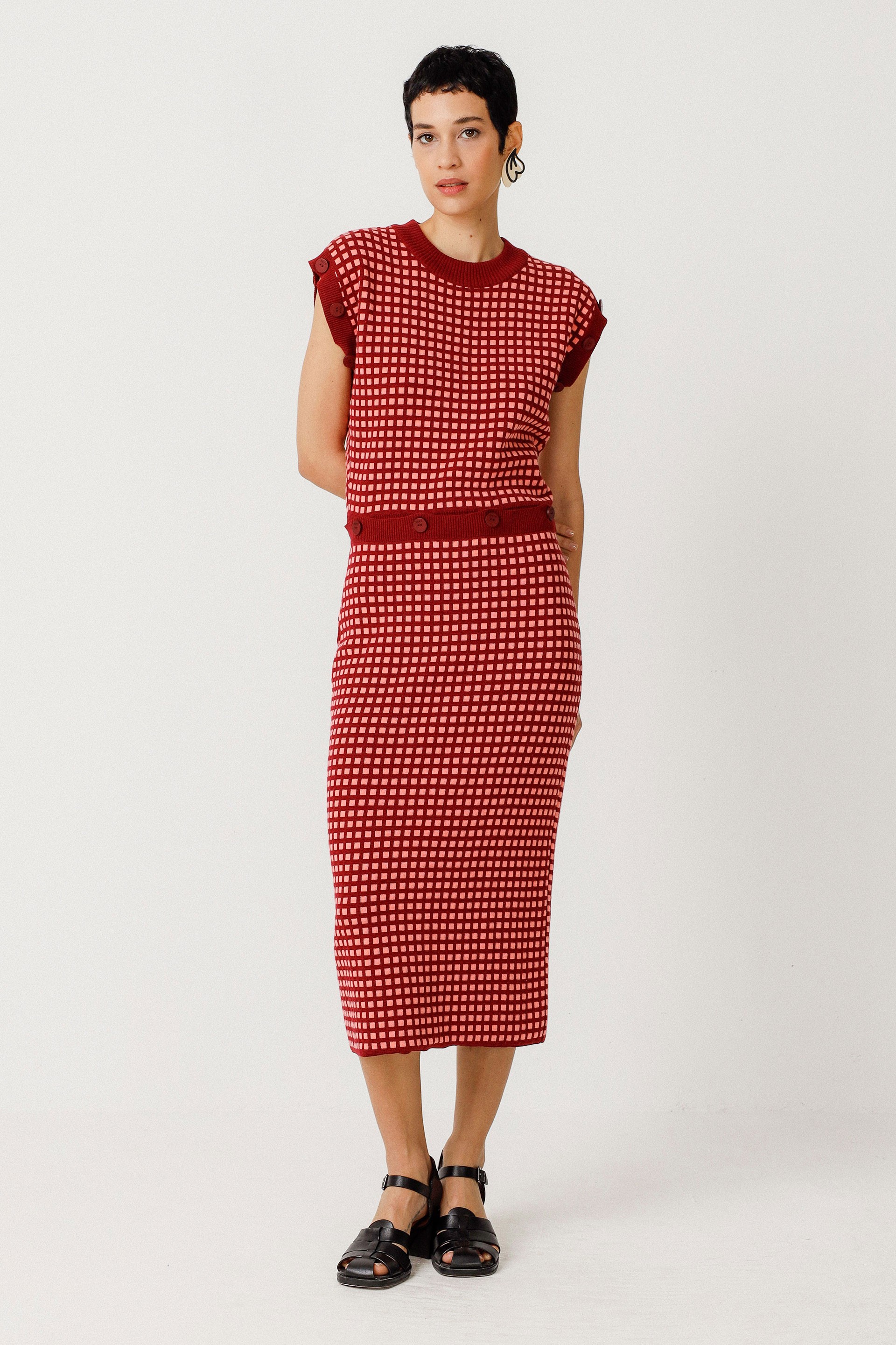 SKFK  Jurk Met Afneembare Mouwen, Lakora Rood