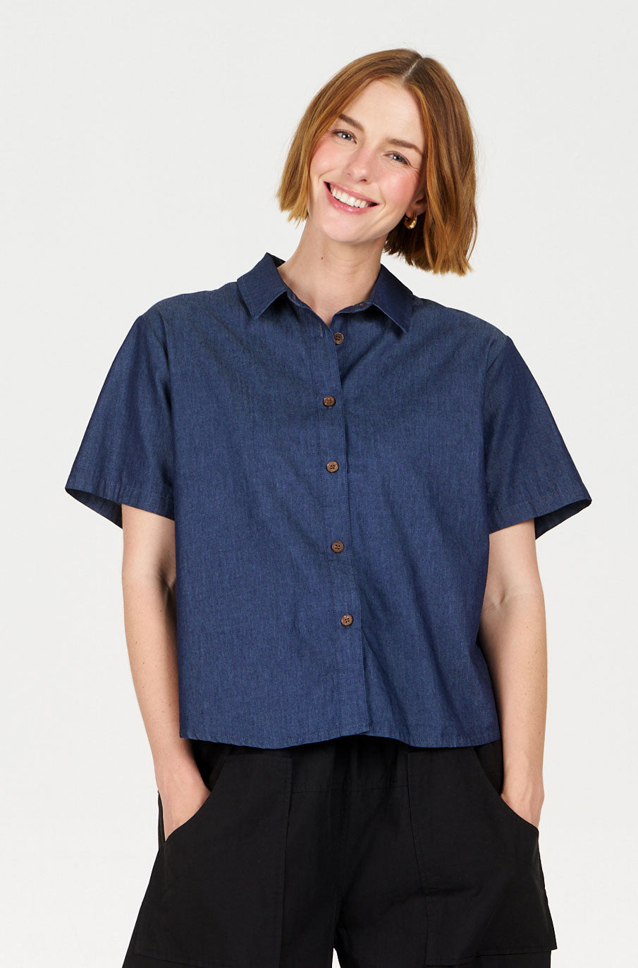 KOMODO  Top Polly Middenblauwe Wassing