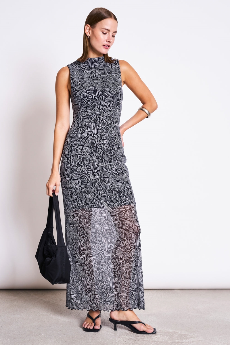 JAN 'N JUNE  Maxi-Jurk Van Mesh Met Zebraprint