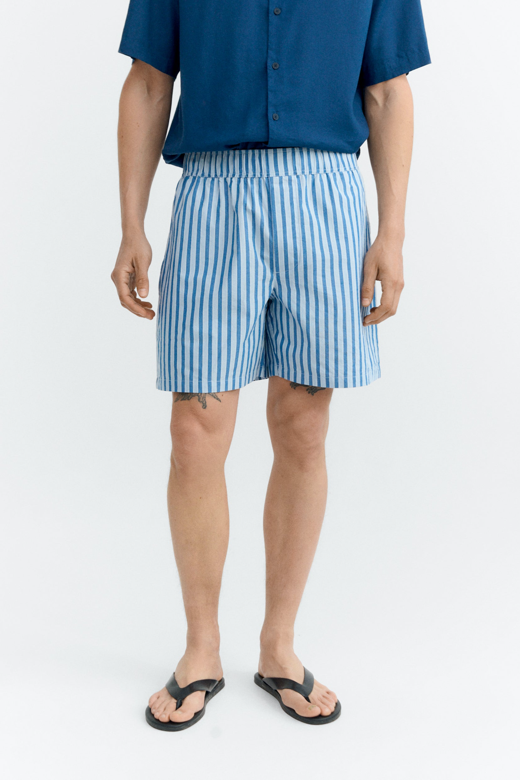 Thinking MU mannen vegan Korte Broek Haitam Blue Stripes