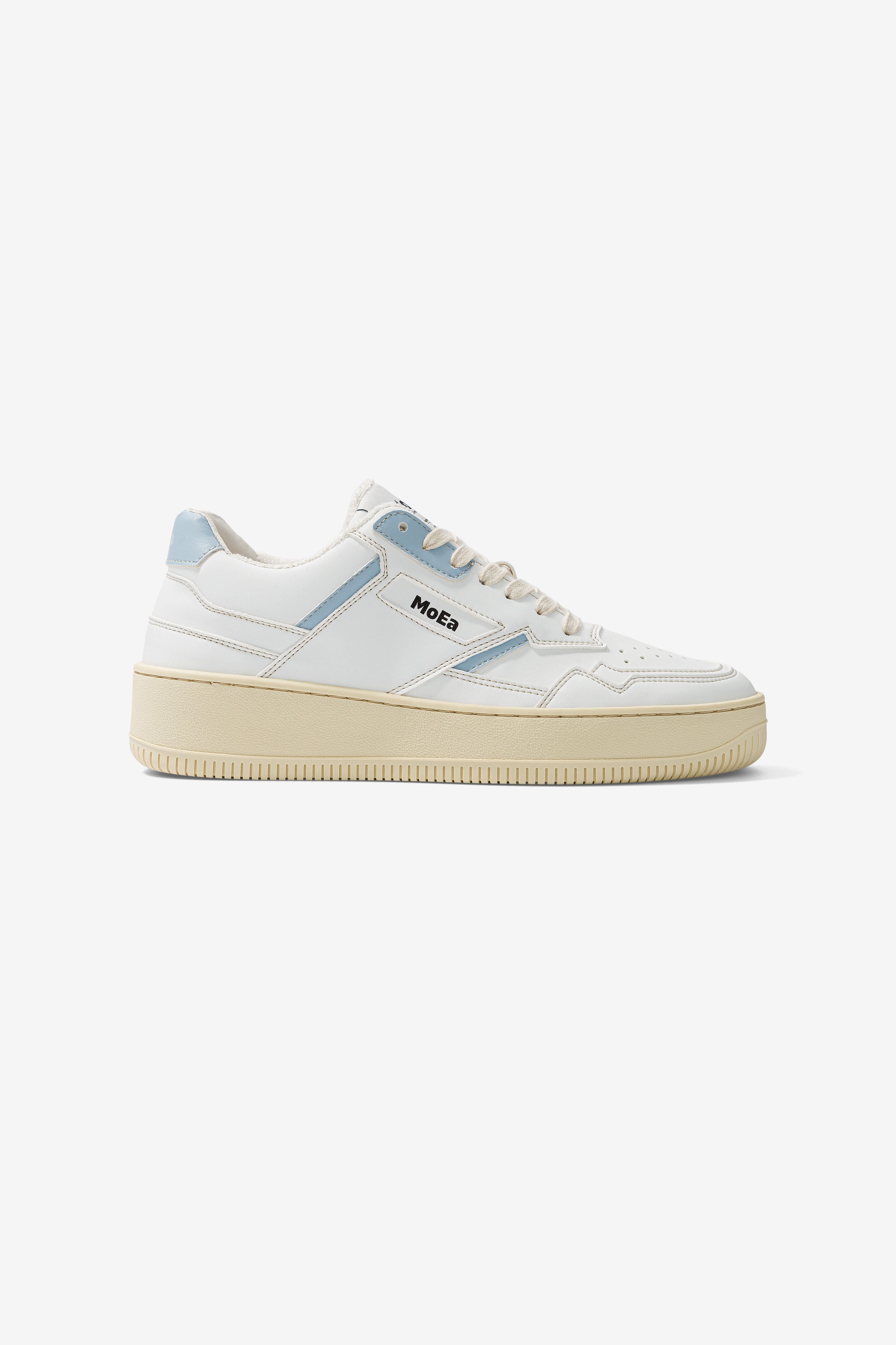 MoEa mannen vegan Sneakers Gen1 Pet Retro Wit & Blauw