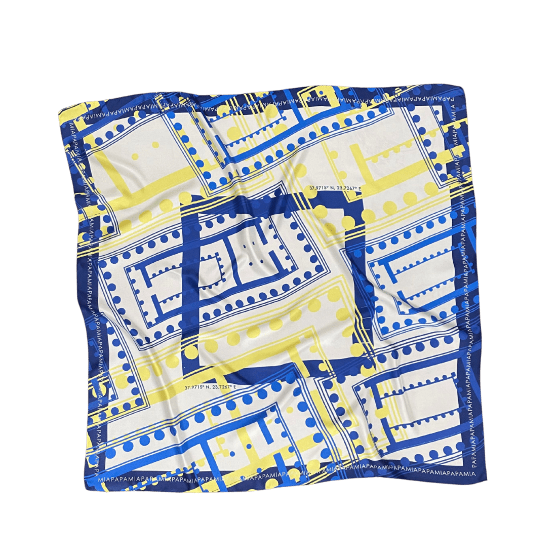 Silk Scarf - Blue & Yellow - Parthenon