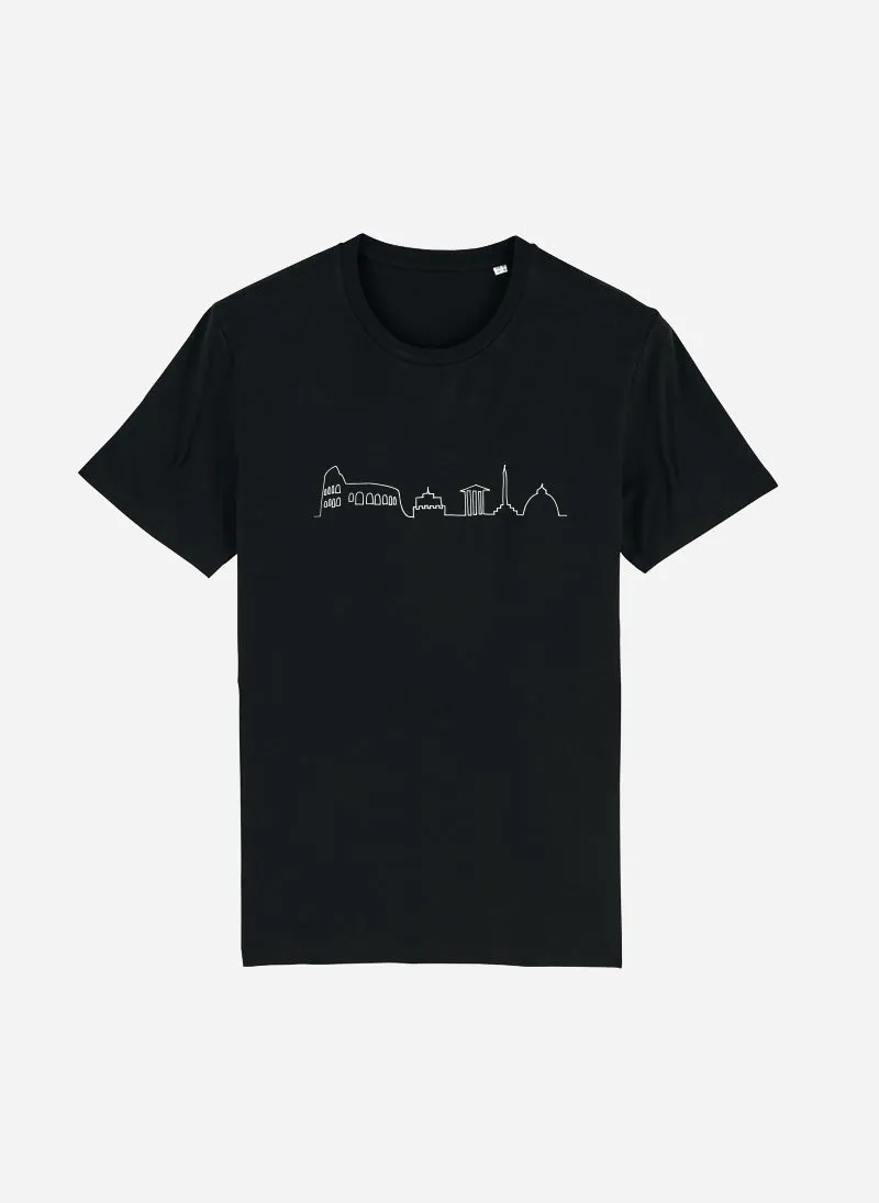 Embroidered Skyline - Rome | Organic Cotton T-shirts Black