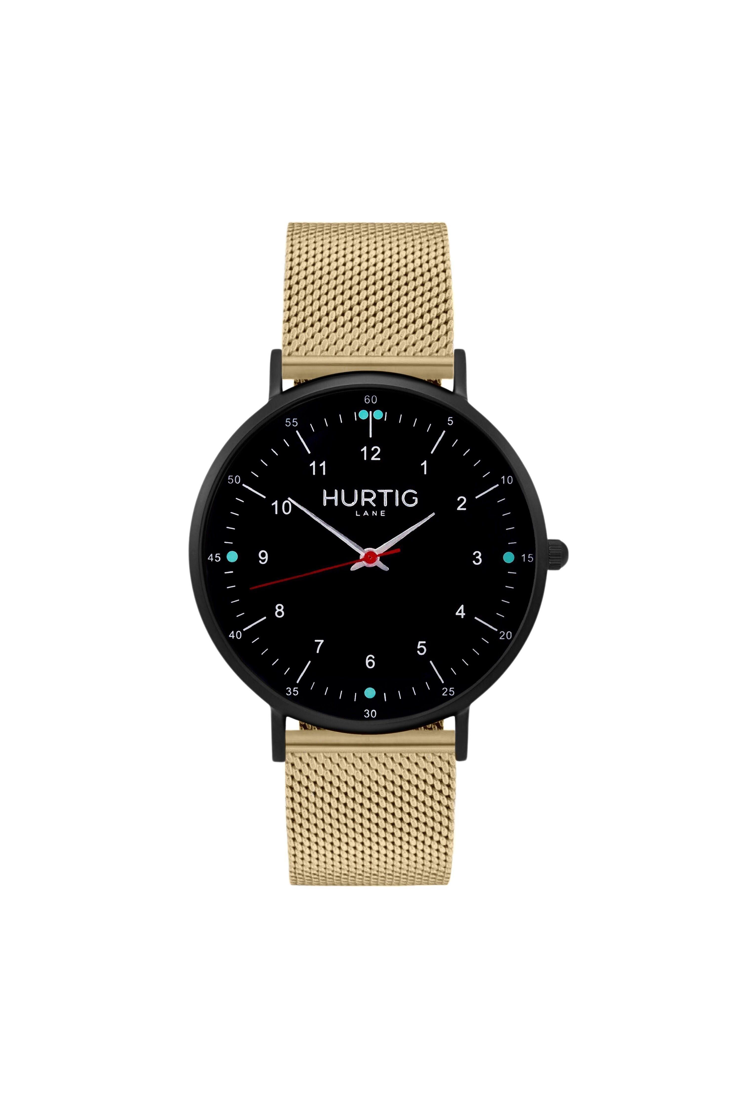 Hurtig Lane mannen vegan Horloge Moderno Zwart En Goud