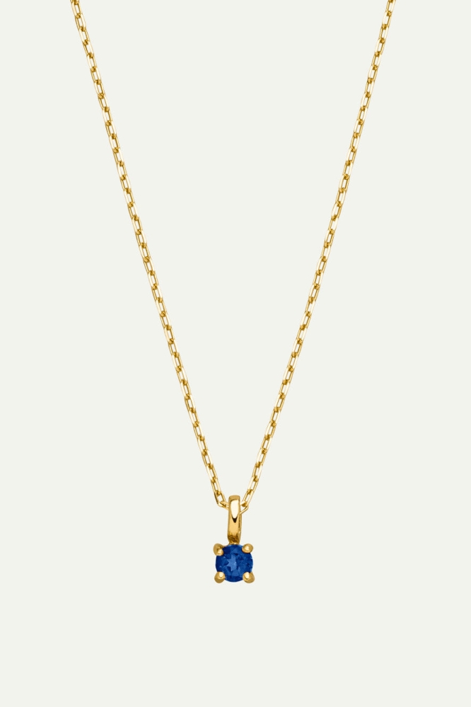 Dear Darling Berlin  Ketting Geboortesteen 14 September Echt Goud En Saffier