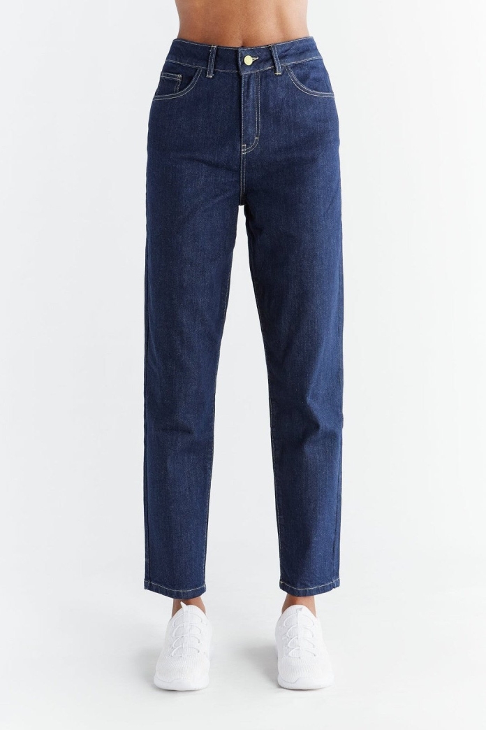 Evermind  Jeans Mom Fit Donker Leisteenblauw