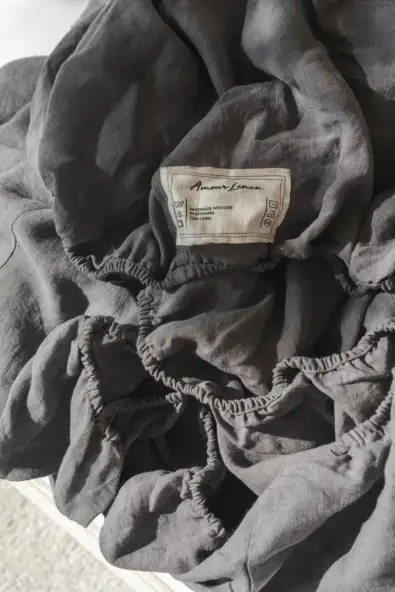 AmourLinen Hoeslaken Donkergrijs - US Cal. King