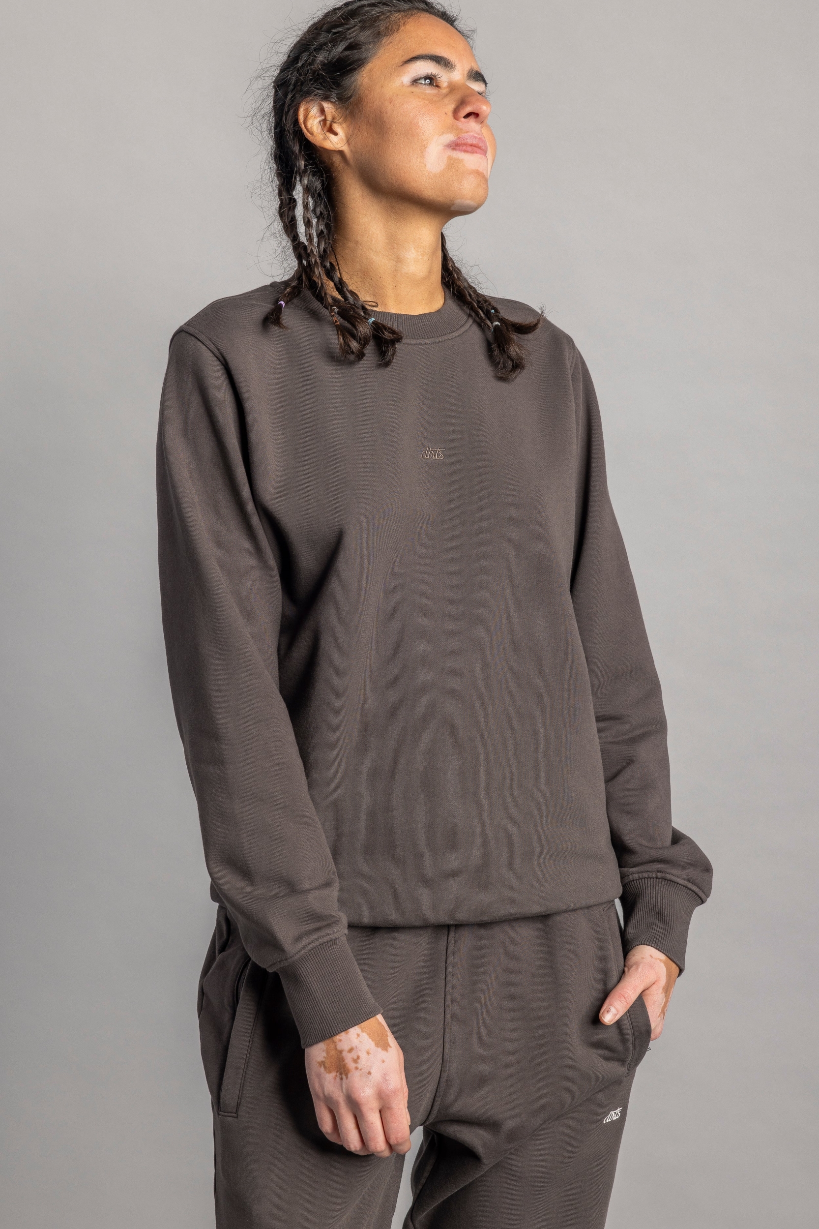 DIRTS mannen vegan Logo Ronde Hals, Unisex Kastanje