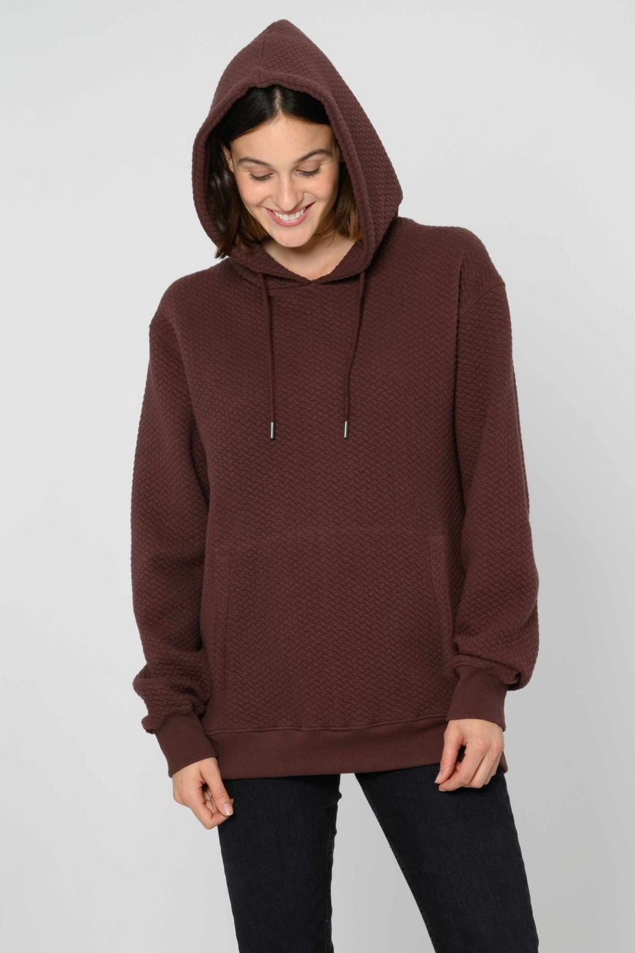 ThokkThokk mannen vegan Hoodie Gestructureerd Oversized Diep Mahonie