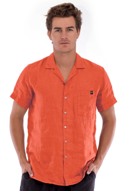RAVENS VIEW IBIZA mannen vegan Overhemd Marlon Terracotta Oranje