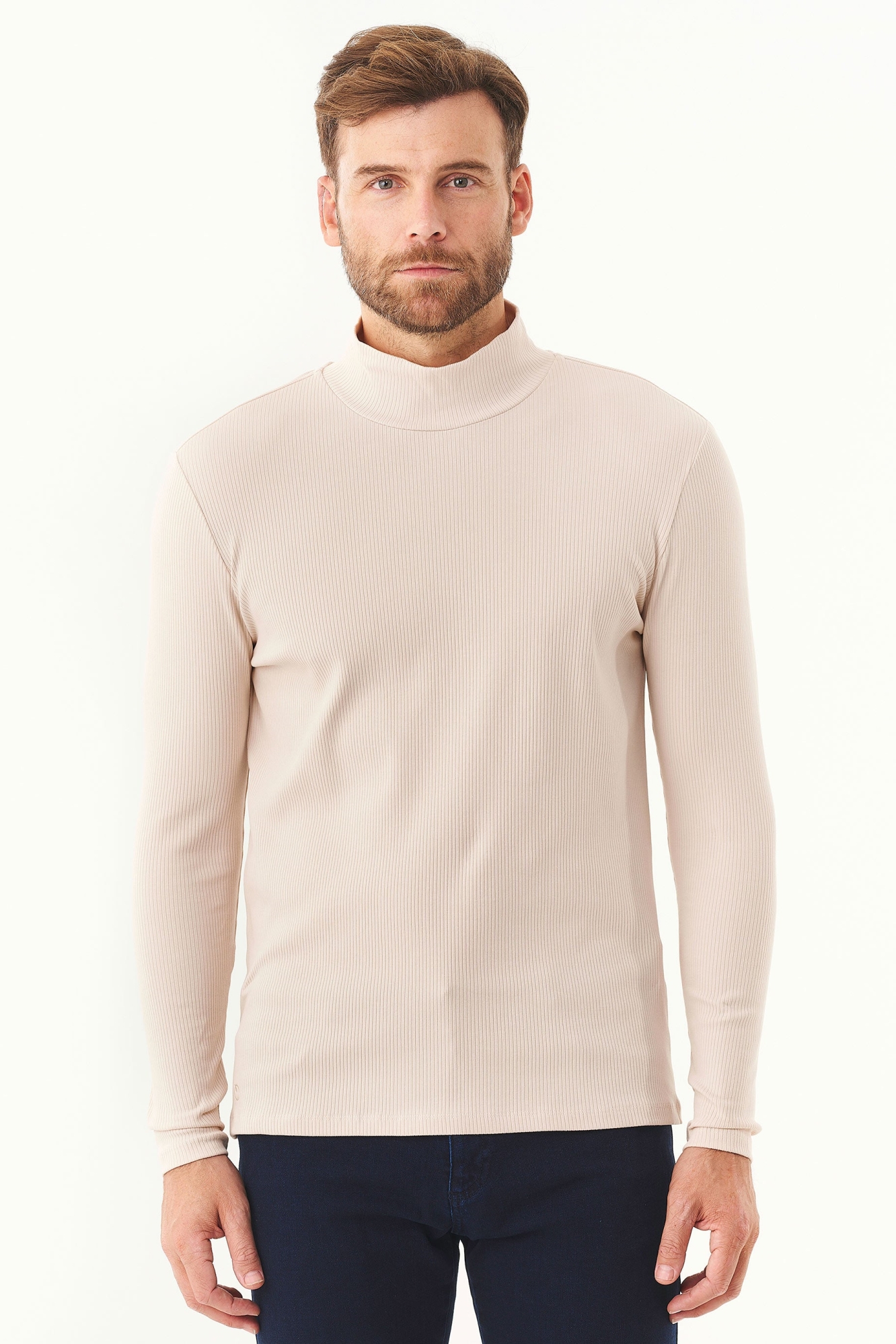 ORGANICATION mannen vegan Geribbeld Shirt Met Col Stone