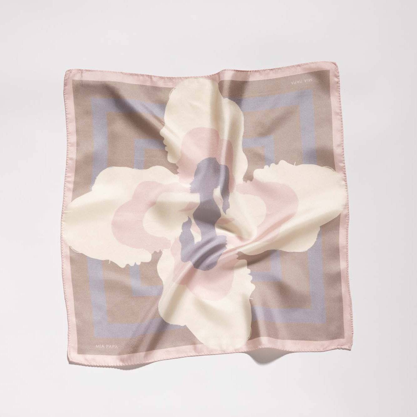 Silk Scarf - Pink & Grey