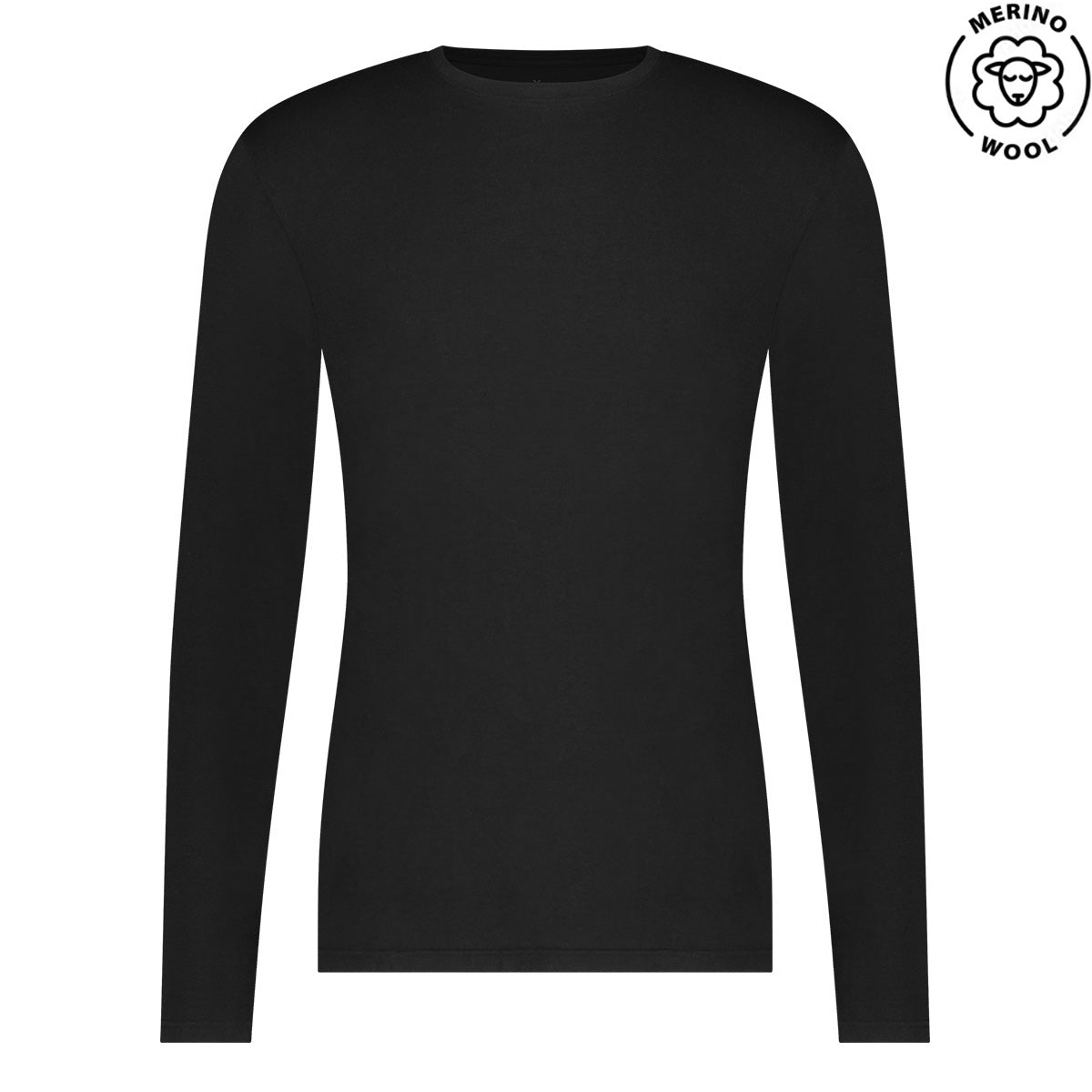 Merino-Bamboe T-shirt lange mouw Tyson - Zwart