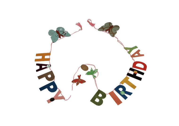 Olino Paperworks slinger Happy Birthday, Fairtrade van Lokto Eco papier