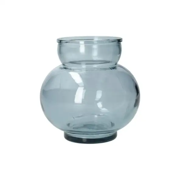 Bolvormige vaas, gerecycled glas, blauw, Ø14,2 cm