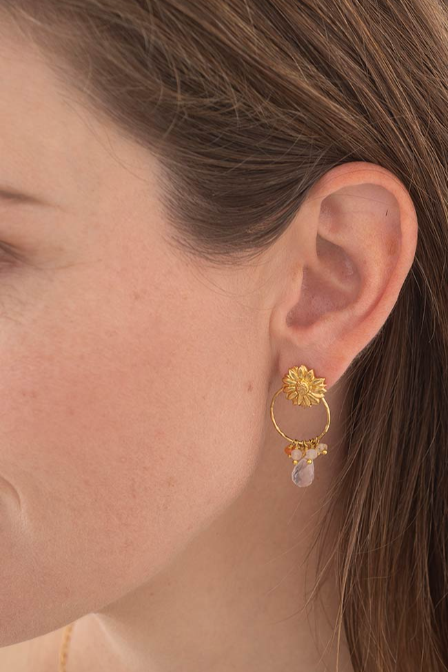 A Beautiful Story  Oorbellen Euphoria Rose Gold Oranje