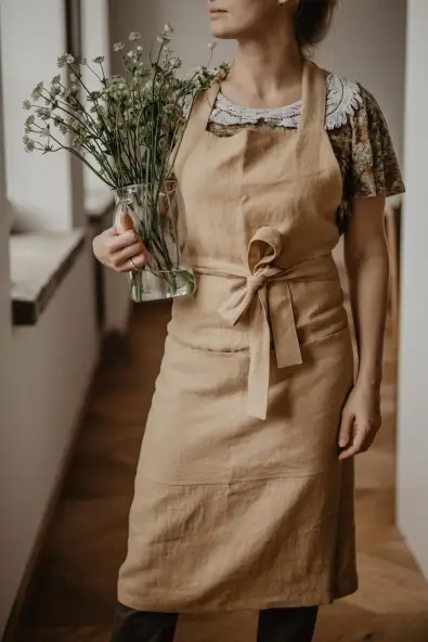 AmourLinen  Schort Slabbetje Mosterdgeel