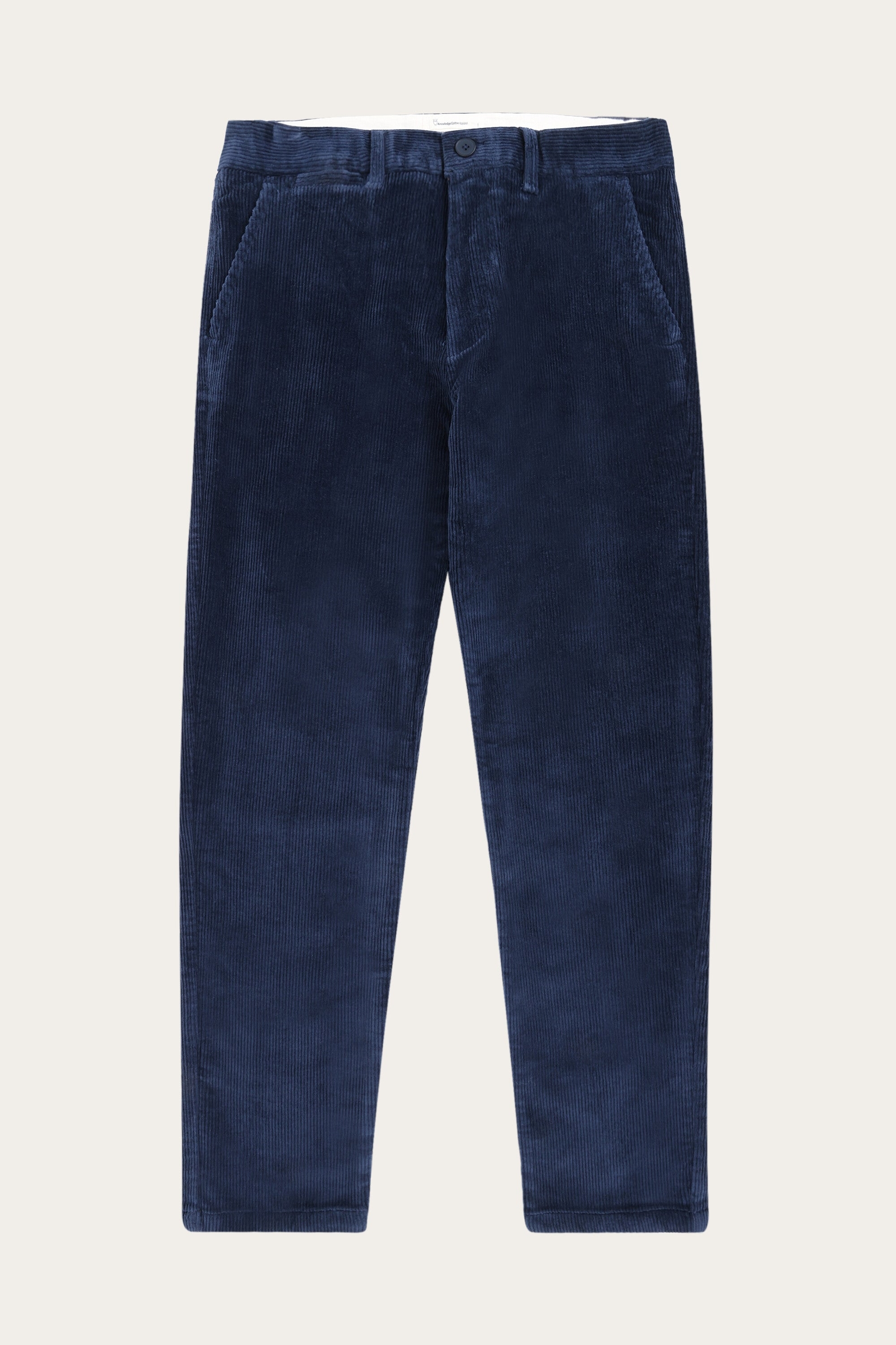 KnowledgeCotton Apparel mannen vegan Chinobroek Chuck Regular 8 Wales Corduroy Night Sky