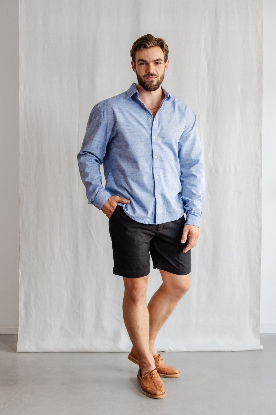 Jyoti - Fair Works mannen vegan Shirt Himat Lichtblauw