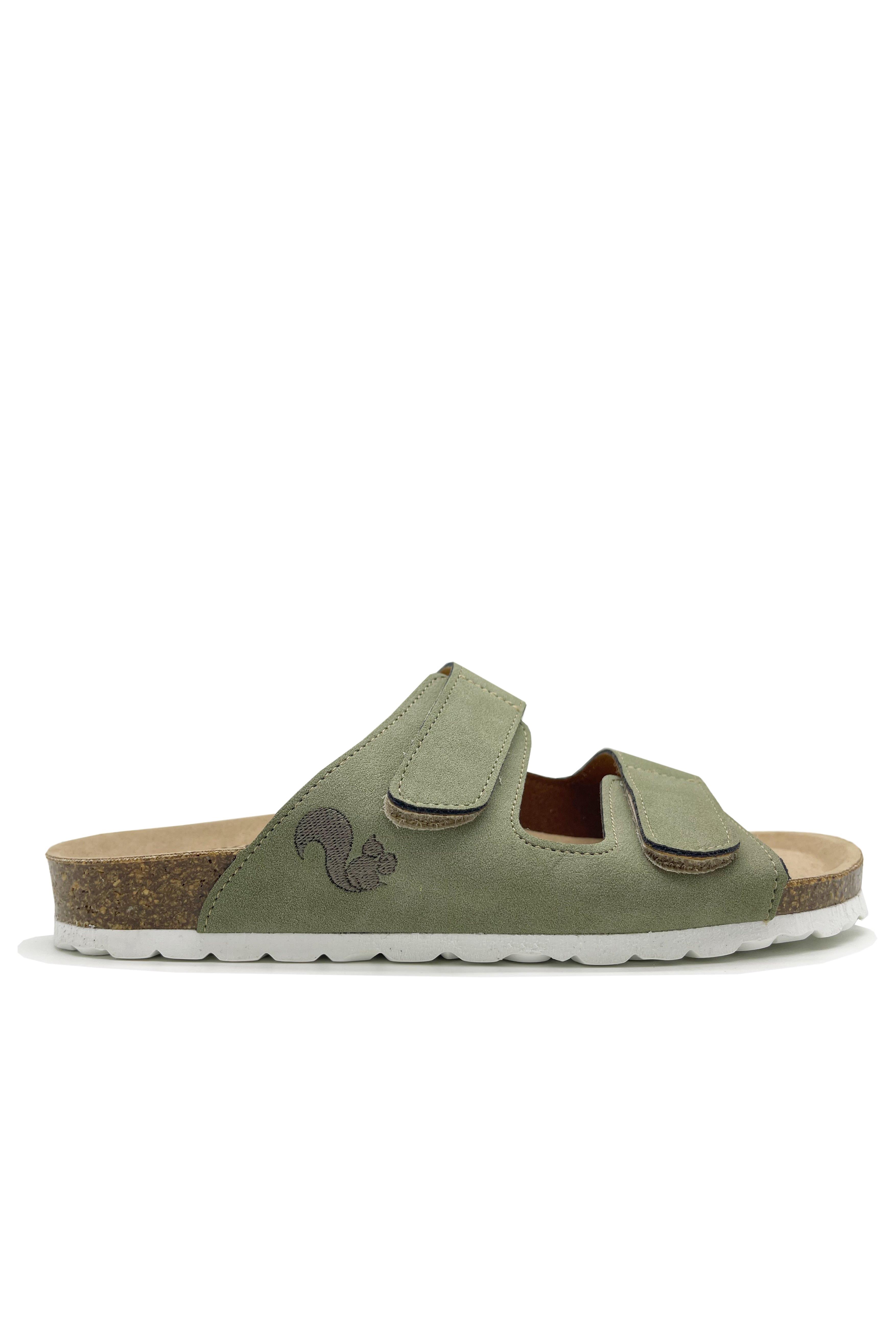 thies mannen vegan Slippers Velcro Donkergroen