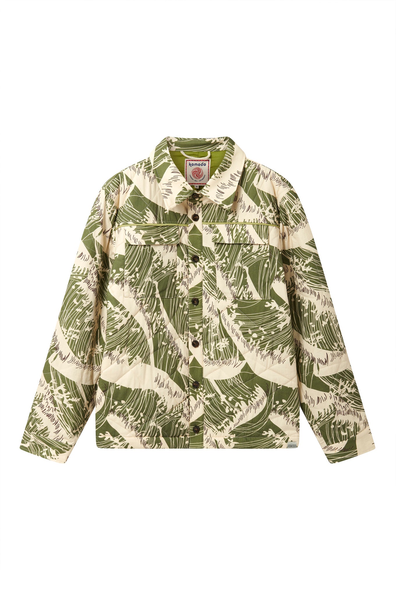 KOMODO mannen vegan Jasje Caviar Wave Print Groen