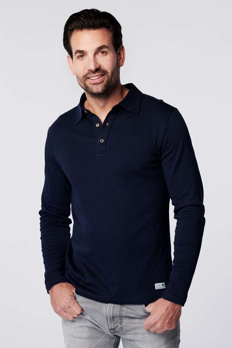 SKOT mannen vegan Longsleeve Polo Navy
