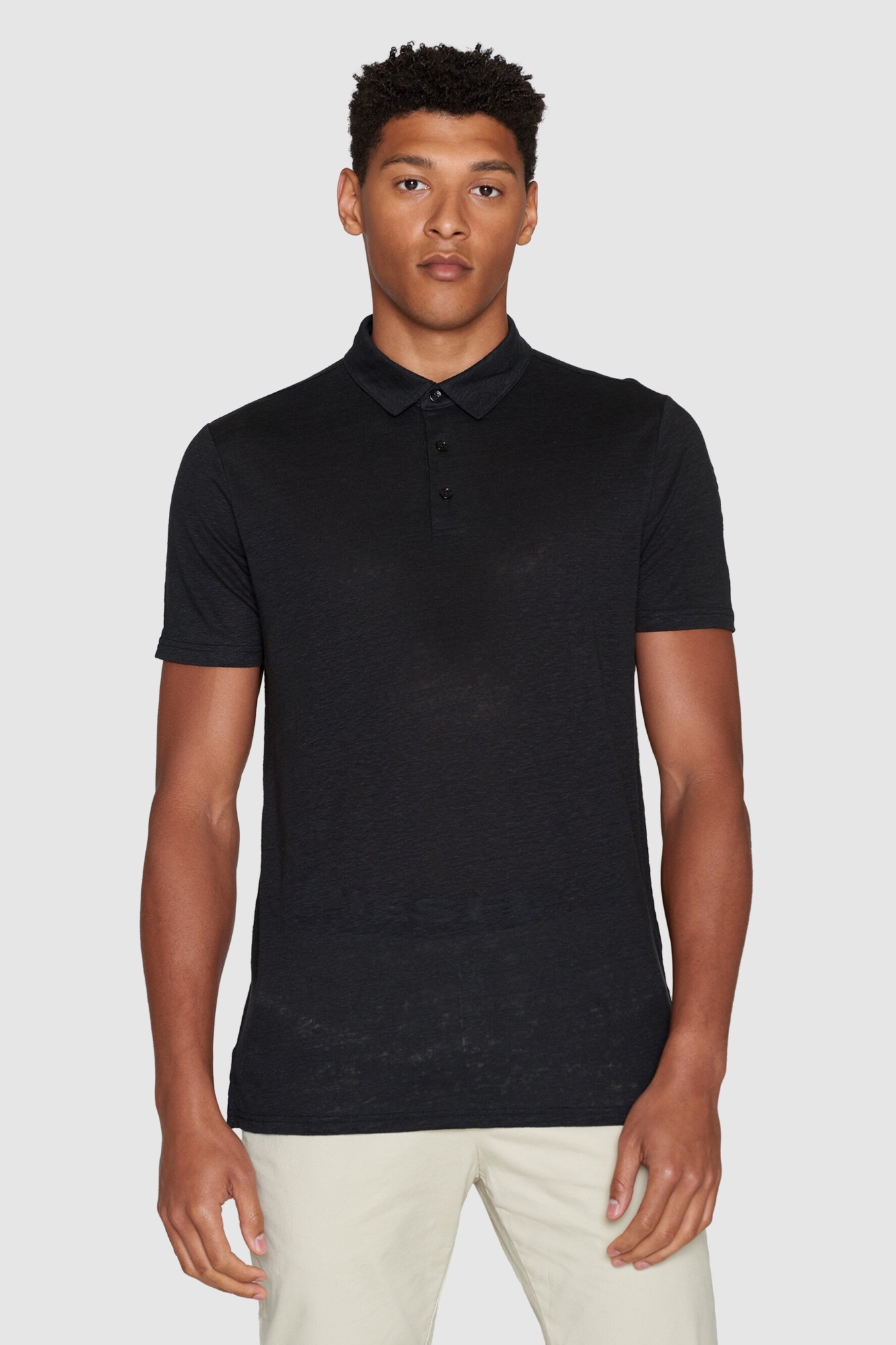 KnowledgeCotton Apparel mannen vegan Polo Shirt Zwart