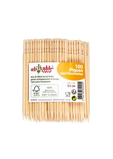 Houten prikkertjes 9,5cm, pak 100 stuks