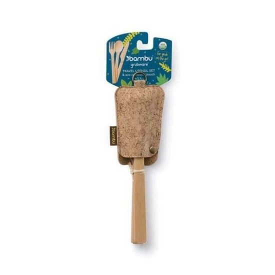 Bambu Travel Utensilset - Milieubewuste reisbestek set in kurk etui