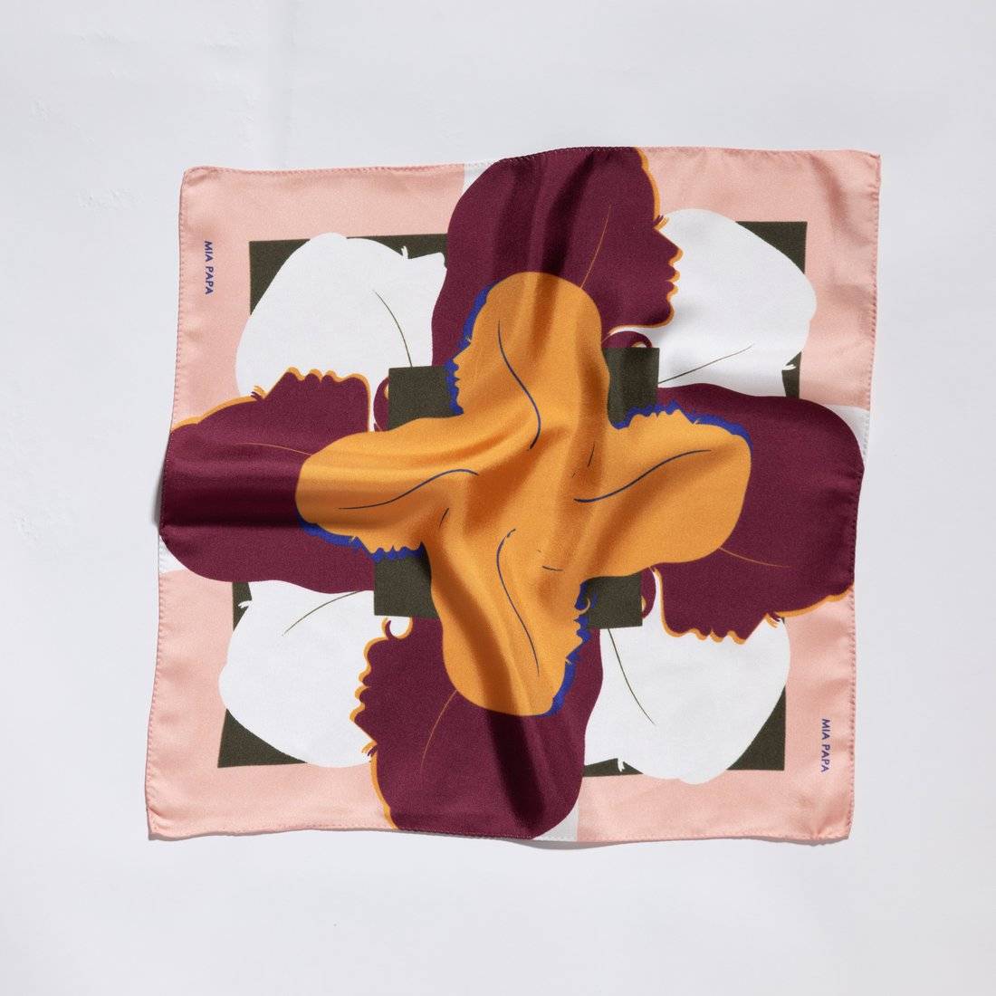 Silk Scarf - Wine Red, Pink & Orange