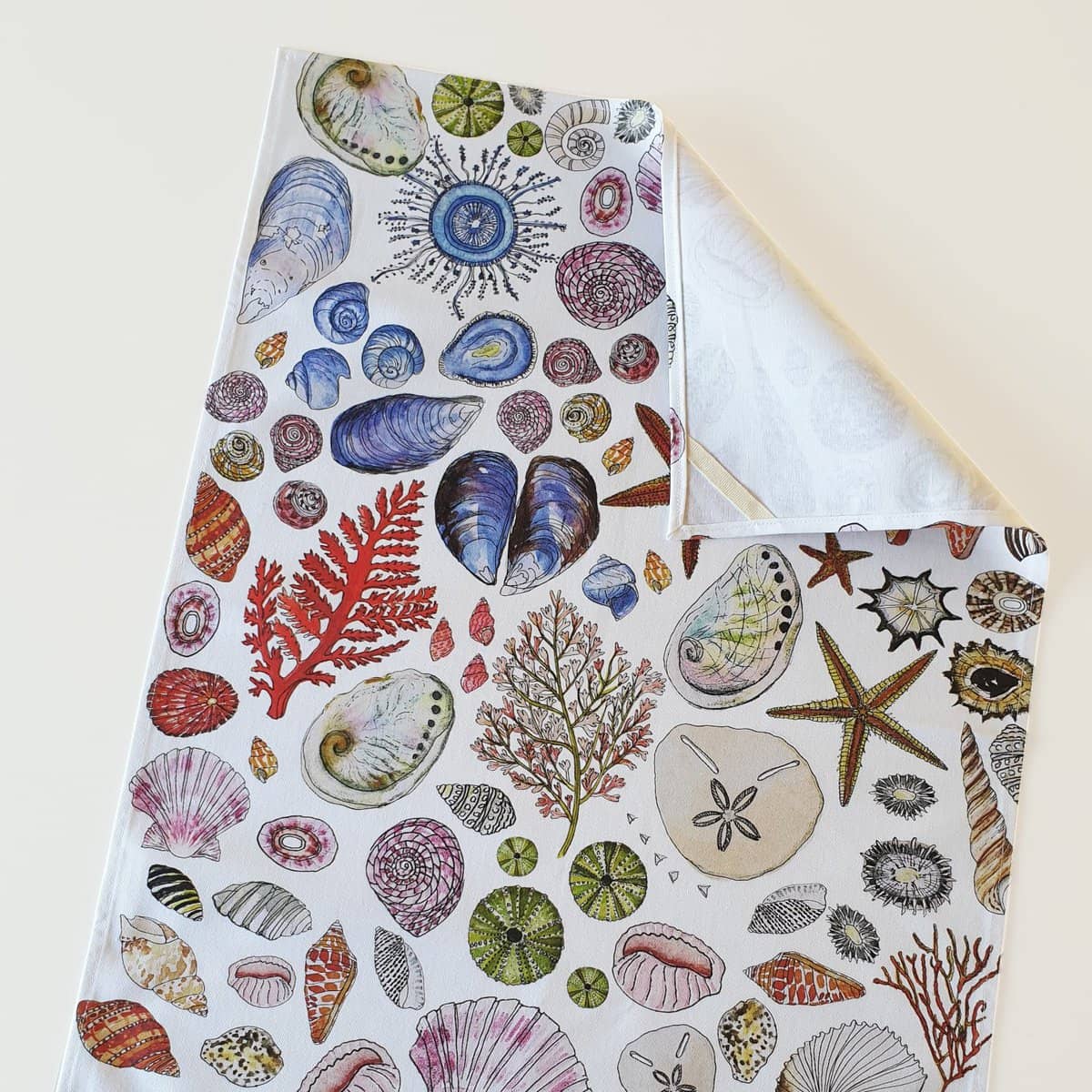Seashell Tea Towel Cotton - Colorful