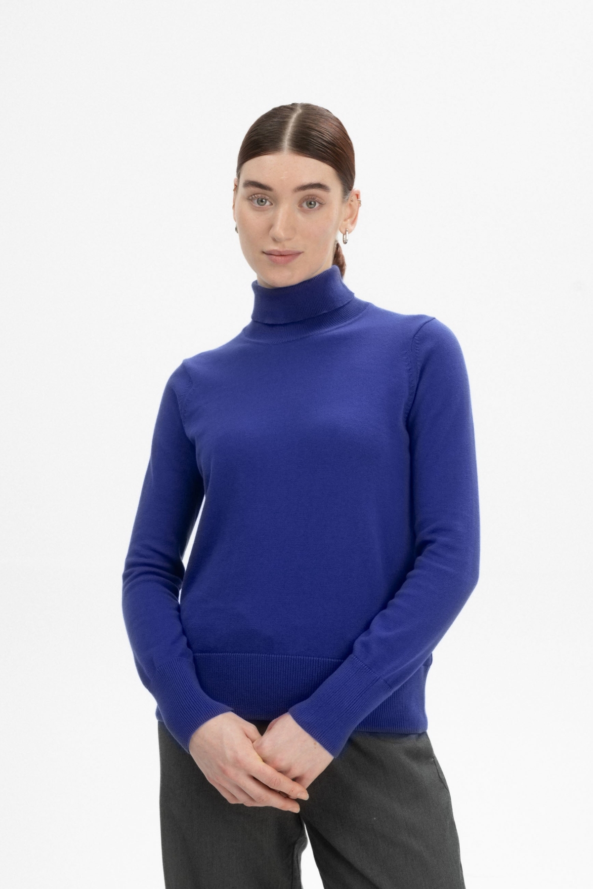MELA  Gebreide Trui Coltrui Mayura Stoer Blauw