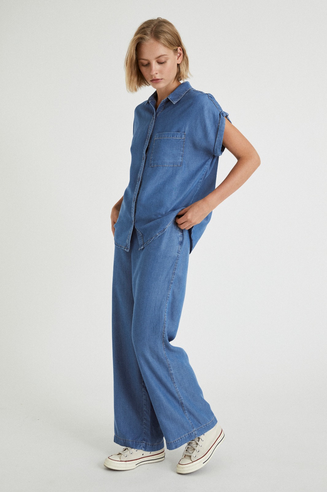 Infinitdenim  Overhemd Tencel Roll-Up